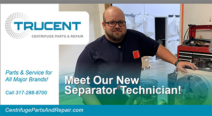 Photo of John Wright in repair shop with the words Meet Our New Separator Technician!