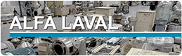 Photo of centrifuge parts in warehouse with the words ALFA LAVAL over it